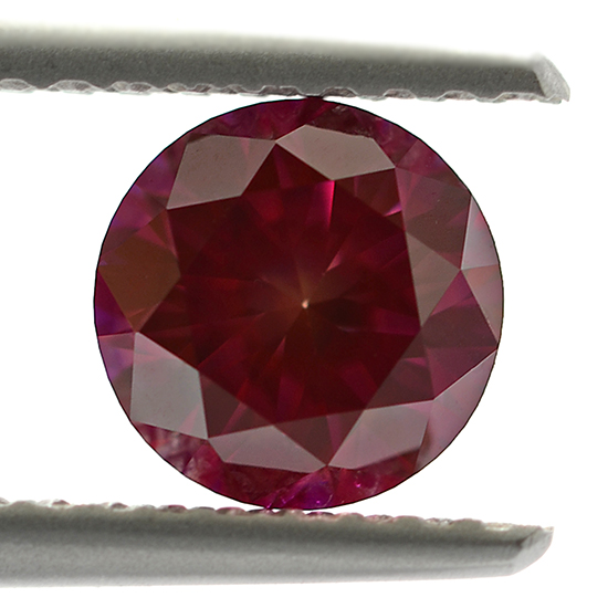 Diamond, Round, Fancy Vivid Purple Red, 0.90 Carat
